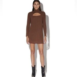 Walter Baker Harlow Sweater Cutout Dress Chocolate Brown Size Large